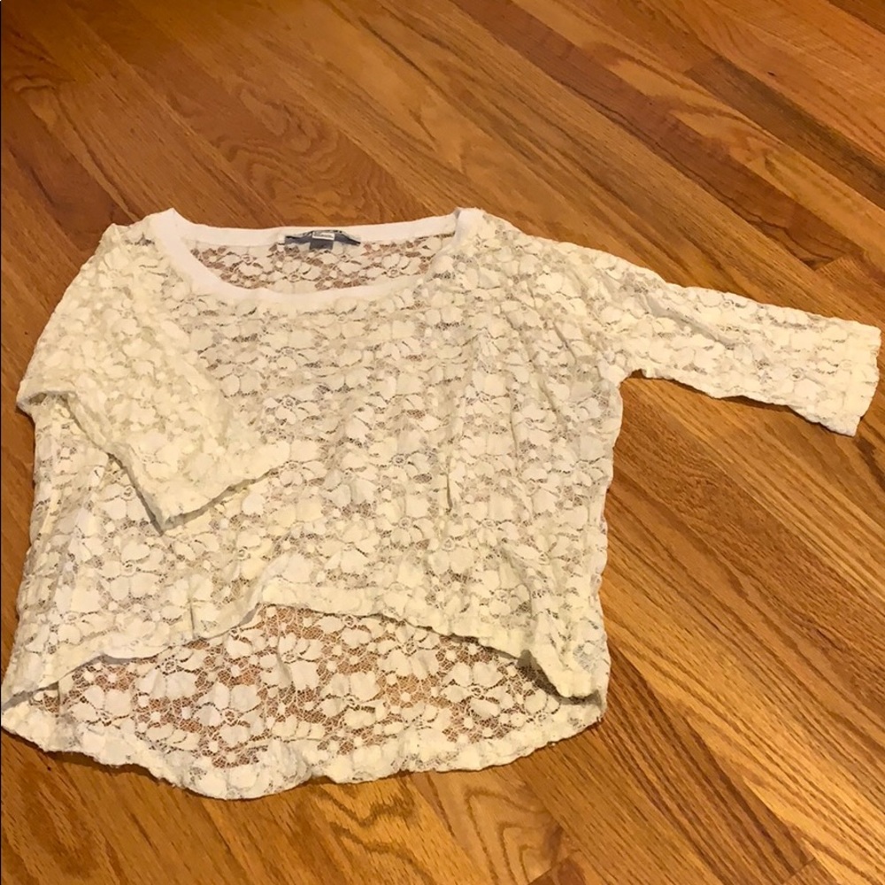 Cream lace top half sleeve